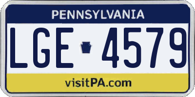 PA license plate LGE4579