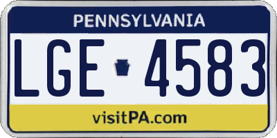 PA license plate LGE4583