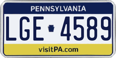 PA license plate LGE4589