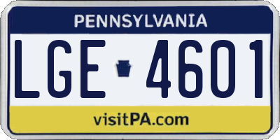 PA license plate LGE4601