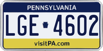PA license plate LGE4602