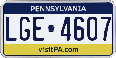 PA license plate LGE4607