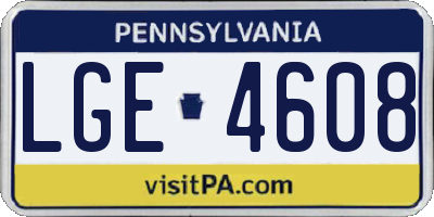 PA license plate LGE4608