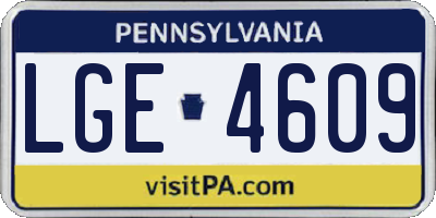 PA license plate LGE4609