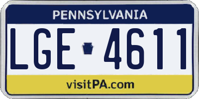 PA license plate LGE4611