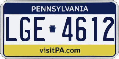PA license plate LGE4612