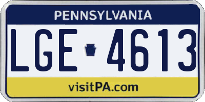 PA license plate LGE4613