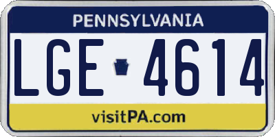PA license plate LGE4614