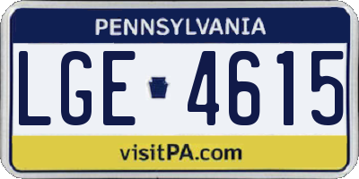 PA license plate LGE4615