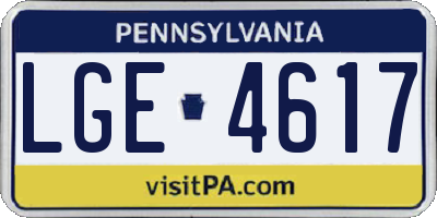 PA license plate LGE4617