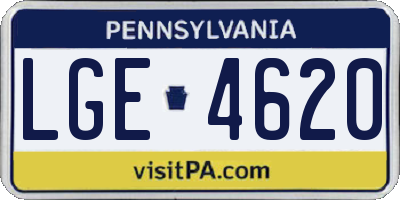 PA license plate LGE4620