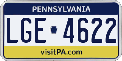 PA license plate LGE4622