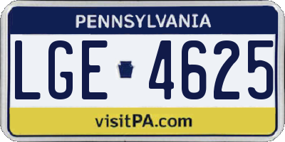 PA license plate LGE4625