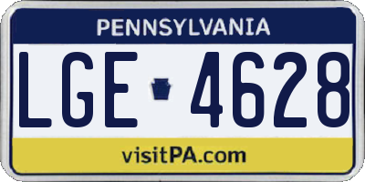PA license plate LGE4628