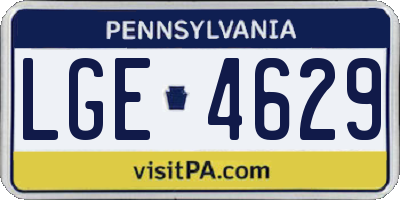 PA license plate LGE4629
