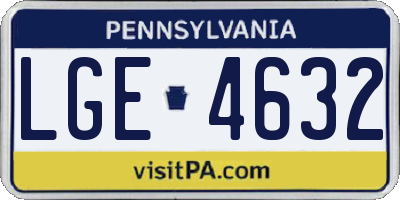 PA license plate LGE4632