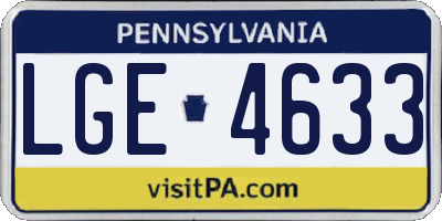 PA license plate LGE4633