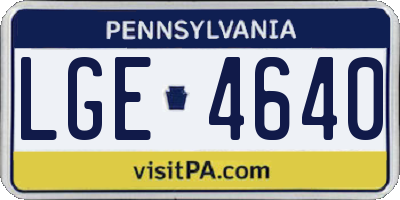 PA license plate LGE4640