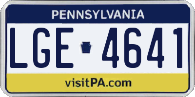 PA license plate LGE4641