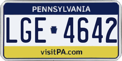 PA license plate LGE4642