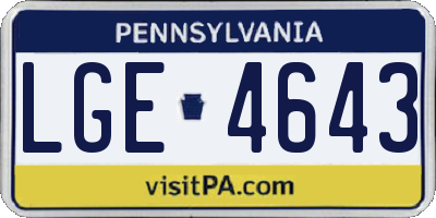 PA license plate LGE4643