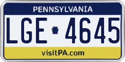 PA license plate LGE4645