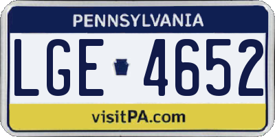 PA license plate LGE4652