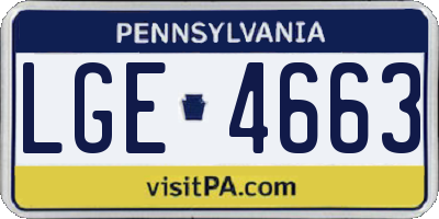PA license plate LGE4663