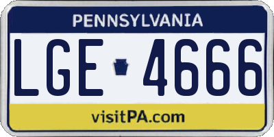 PA license plate LGE4666