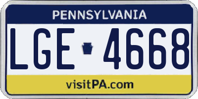 PA license plate LGE4668