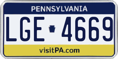 PA license plate LGE4669