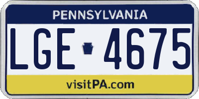 PA license plate LGE4675