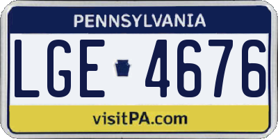 PA license plate LGE4676