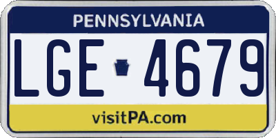 PA license plate LGE4679