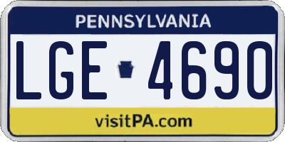 PA license plate LGE4690