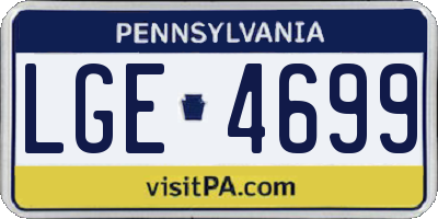 PA license plate LGE4699
