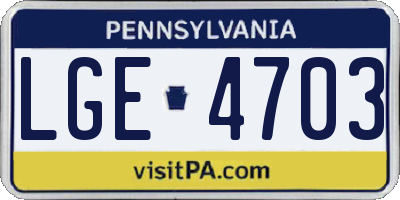 PA license plate LGE4703