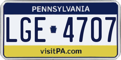 PA license plate LGE4707