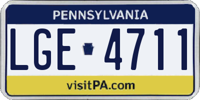 PA license plate LGE4711
