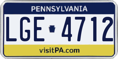 PA license plate LGE4712