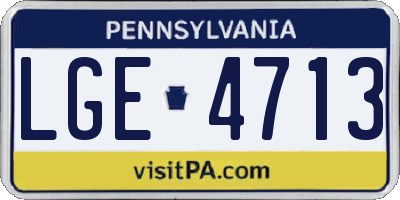 PA license plate LGE4713