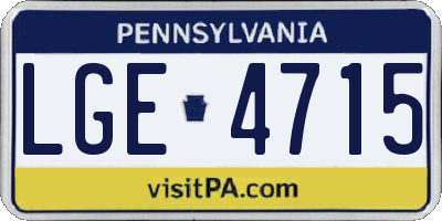 PA license plate LGE4715