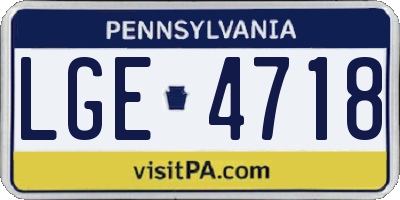 PA license plate LGE4718