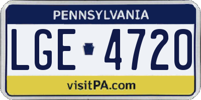 PA license plate LGE4720