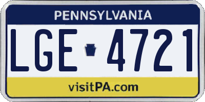 PA license plate LGE4721