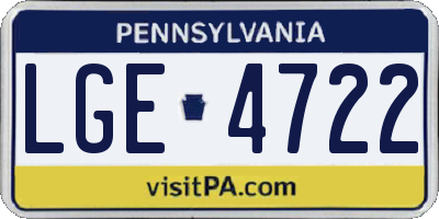 PA license plate LGE4722