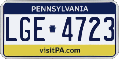 PA license plate LGE4723