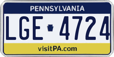 PA license plate LGE4724