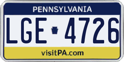 PA license plate LGE4726