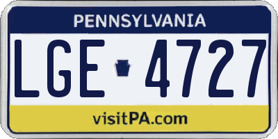 PA license plate LGE4727
